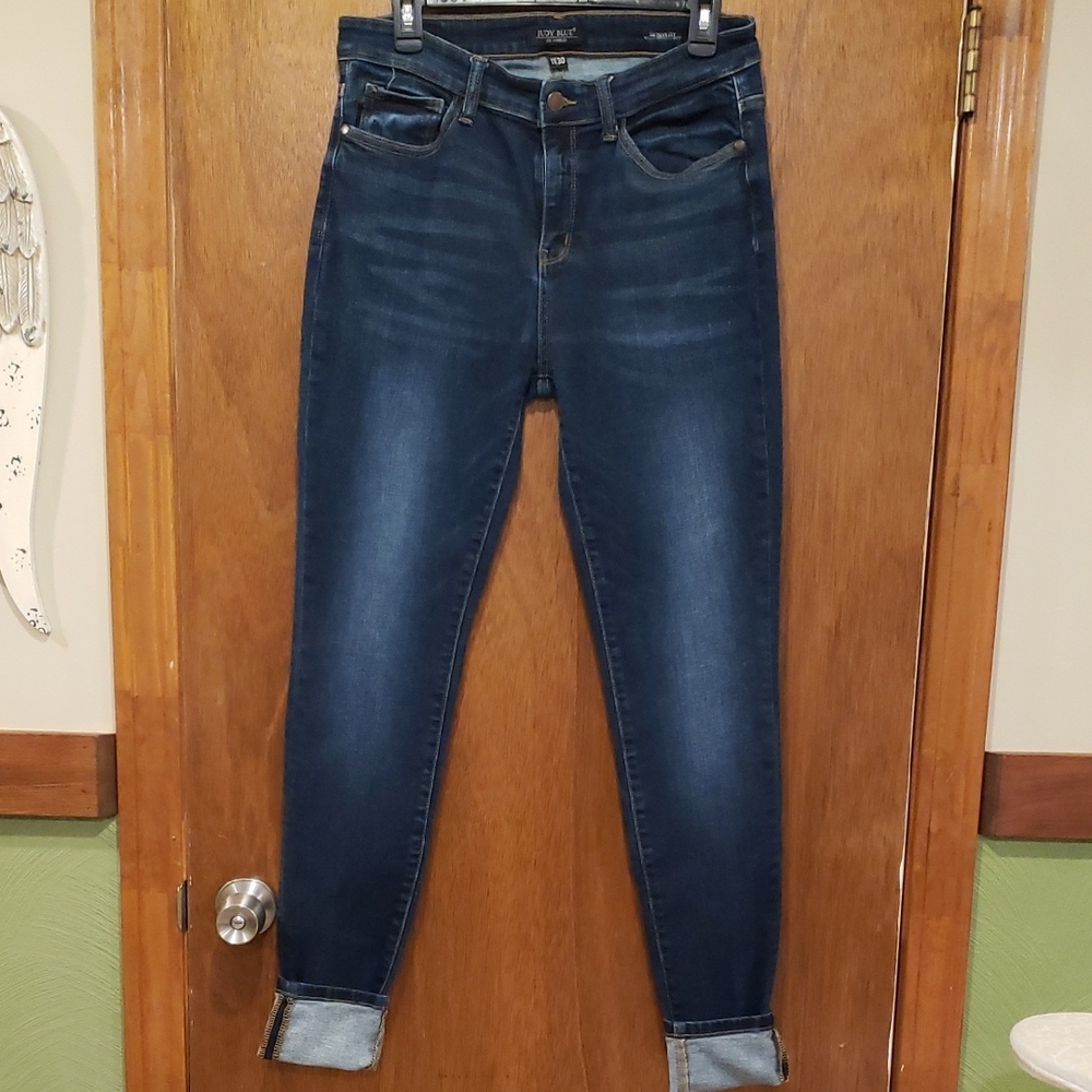 Judy Blue Deep Indigo Cuffed 11/30 Skinny Jeans